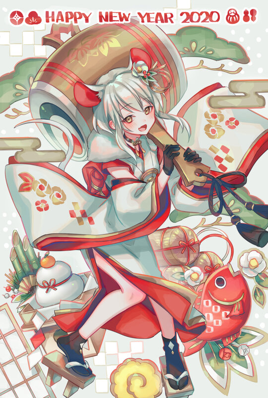 Anime Girl with Drum — Red