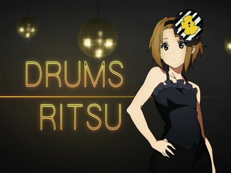 Anime Girl with Drum Set — Black