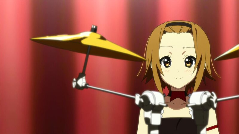 Anime Girl with Drum Set — Red