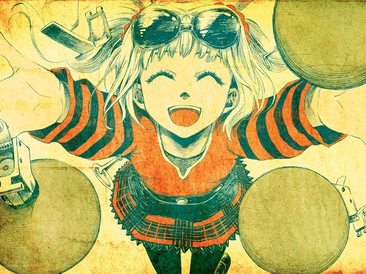 anime girl with drum set