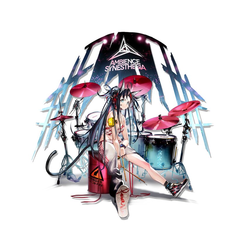 Anime Girl with Drums — Black