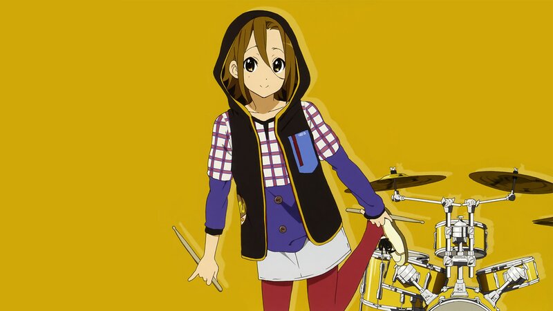 Anime Girl with Drumsticks — Yellow