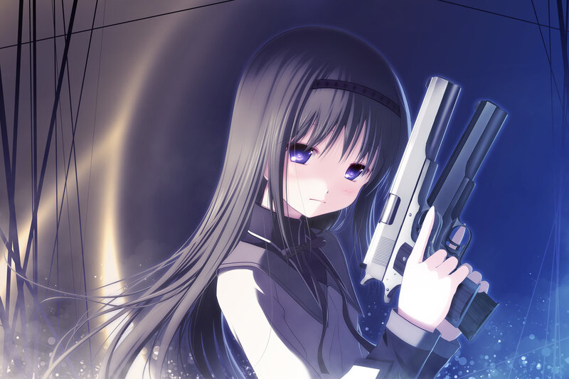 anime girl with dual pistols