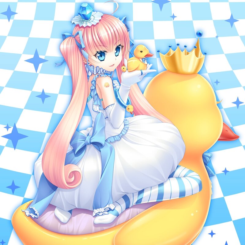 Anime Girl with Duck — Blue