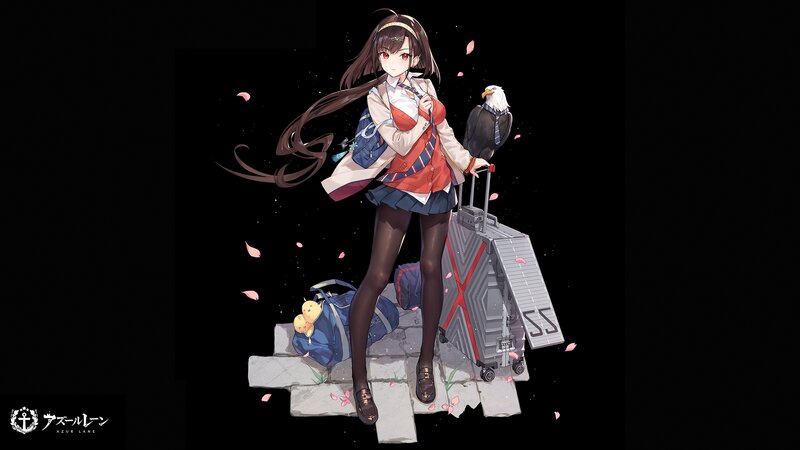 Anime Girl with Eagle — Black