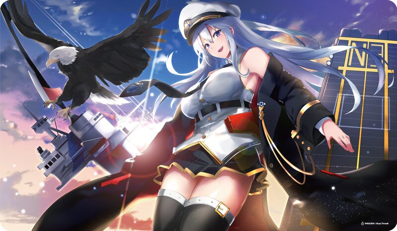 Anime Girl with Eagle — Blue
