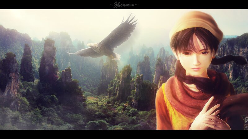 Anime Girl with Eagle — Brown