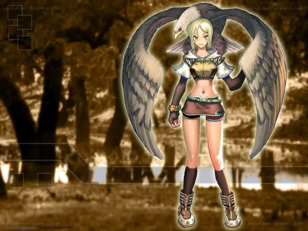 anime girl with eagle wings