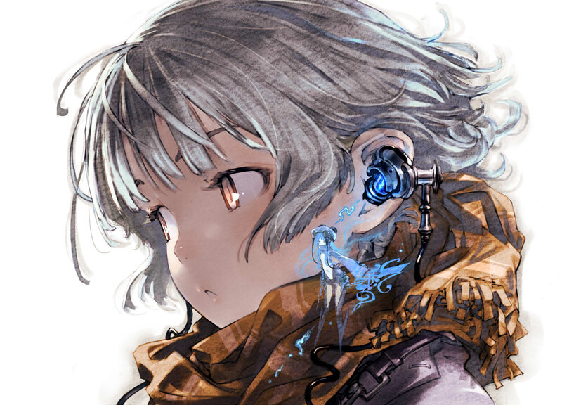 Anime Girl with Ear Device