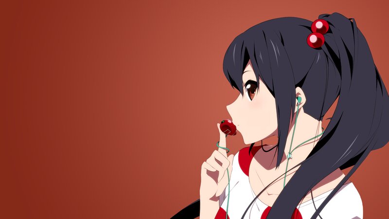 Anime Girl with Earbuds — Red