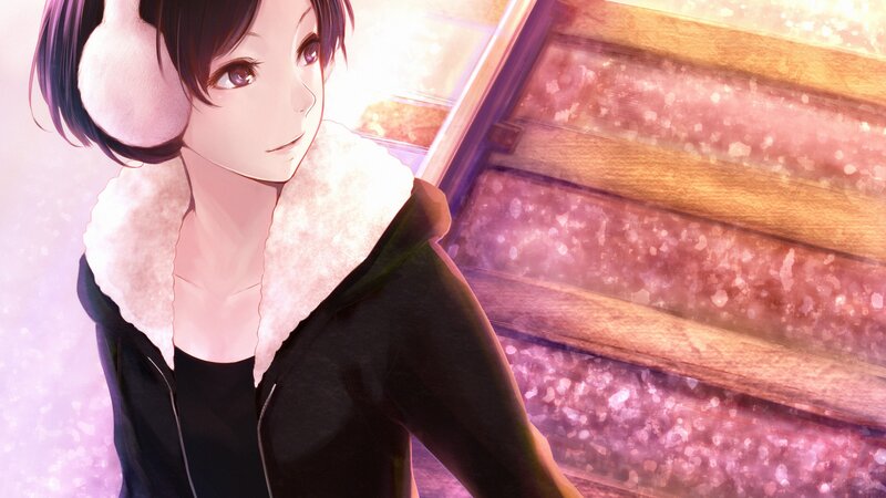 anime girl with earmuffs