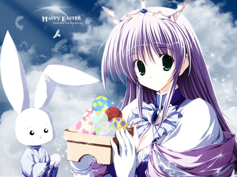 Anime girl with Easter eggs