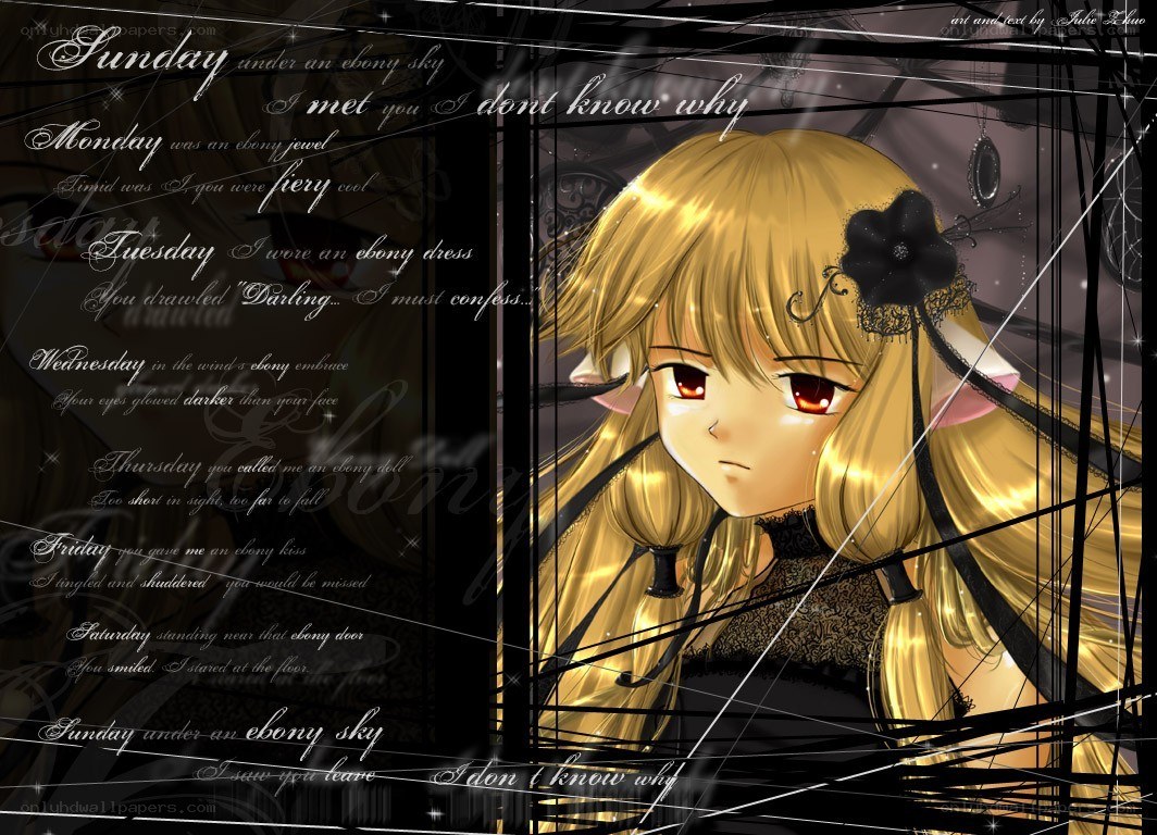 anime girl with ebony theme
