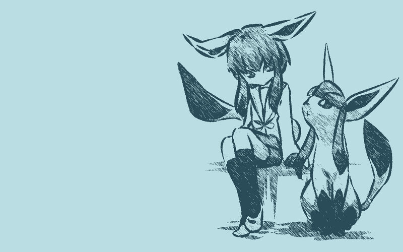 anime girl with Eevee
