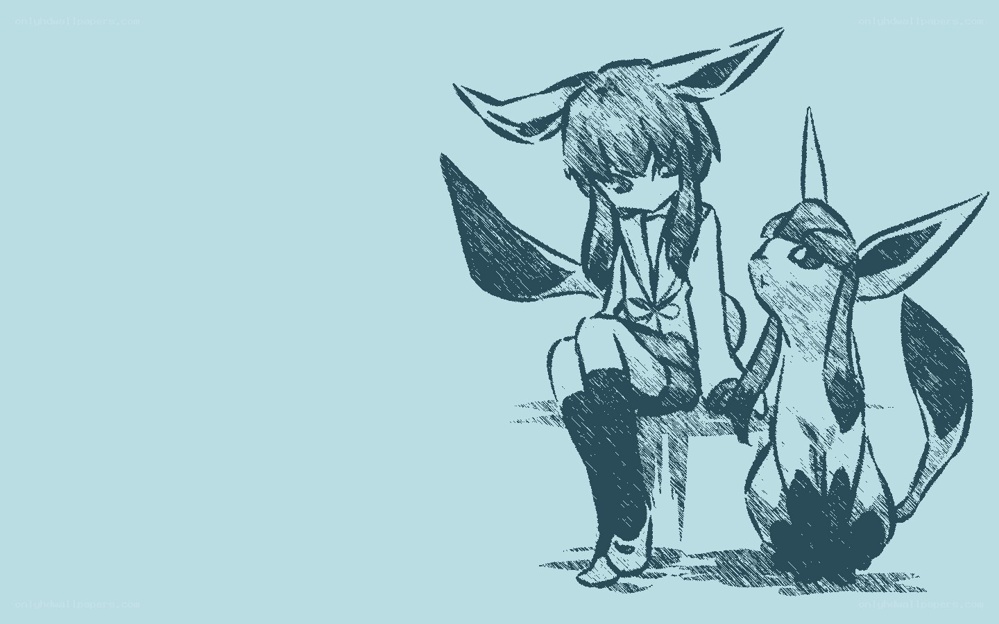 anime girl with Eevee