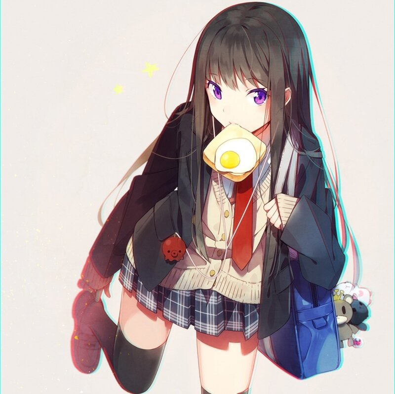 Anime Girl with Egg — Blue