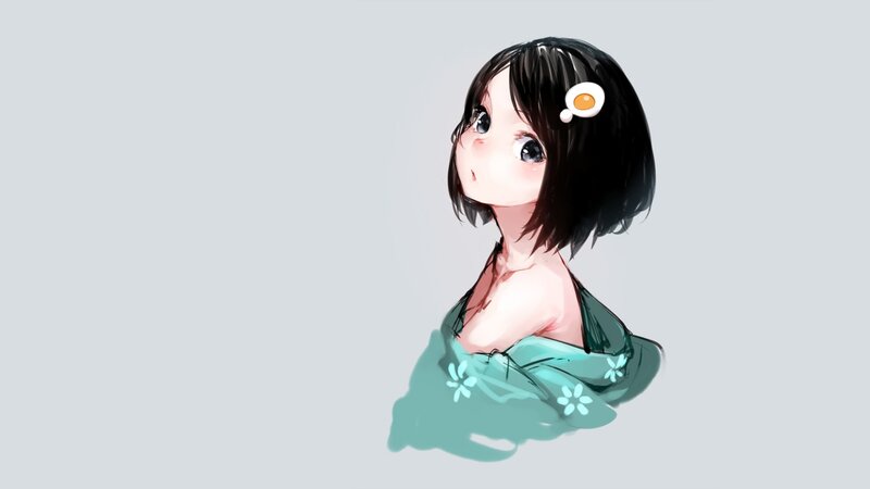 anime girl with egg hairpin