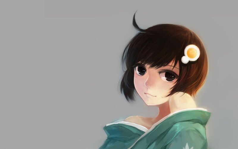 anime girl with egg hairpin