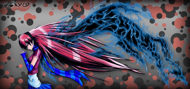 anime girl with electric energy