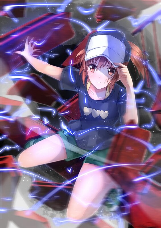 anime girl with electric energy