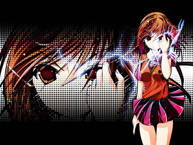 anime girl with electric energy