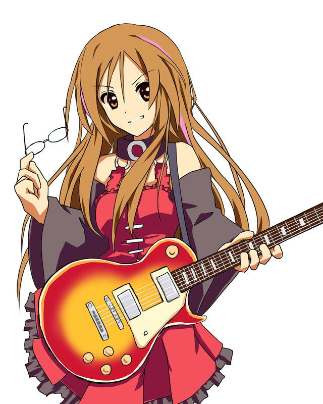 anime girl with electric guitar