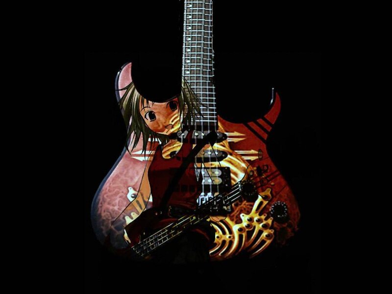 anime girl with electric guitar
