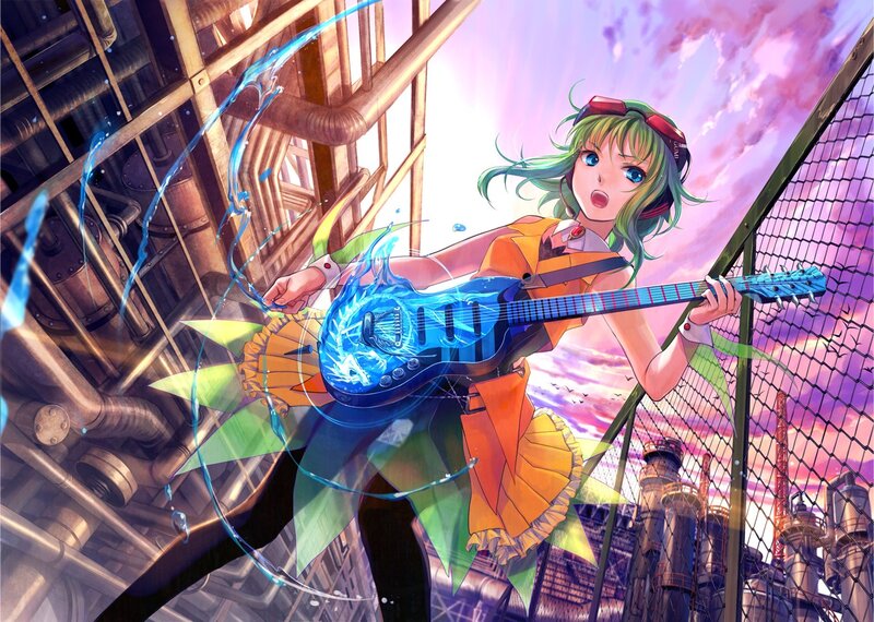 anime girl with electric guitar
