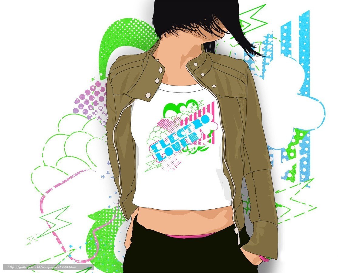 anime girl with electro loud shirt