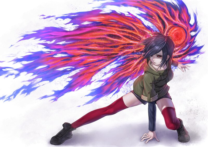 Anime Girl with Energy Aura — Red