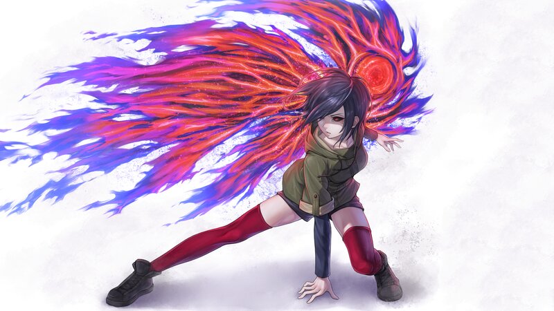 Anime Girl with Energy Aura — White