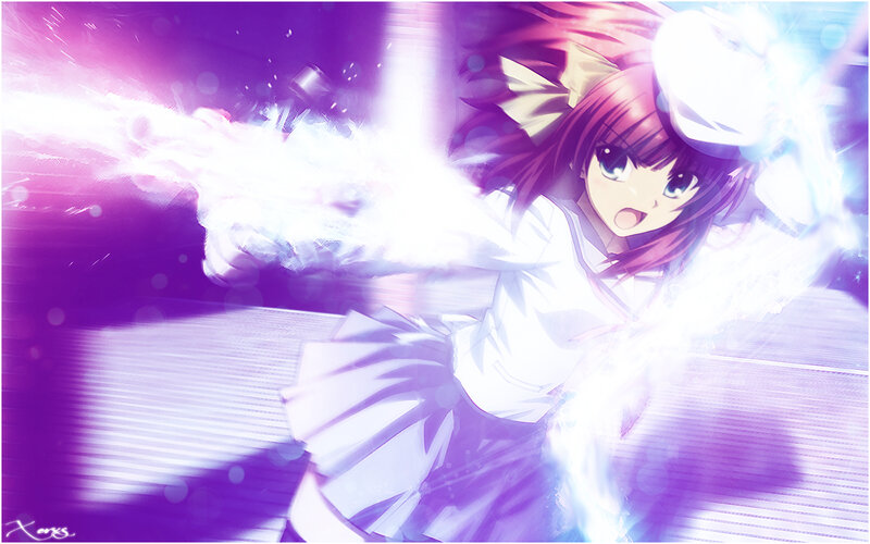 Anime Girl with Energy Blast — Purple