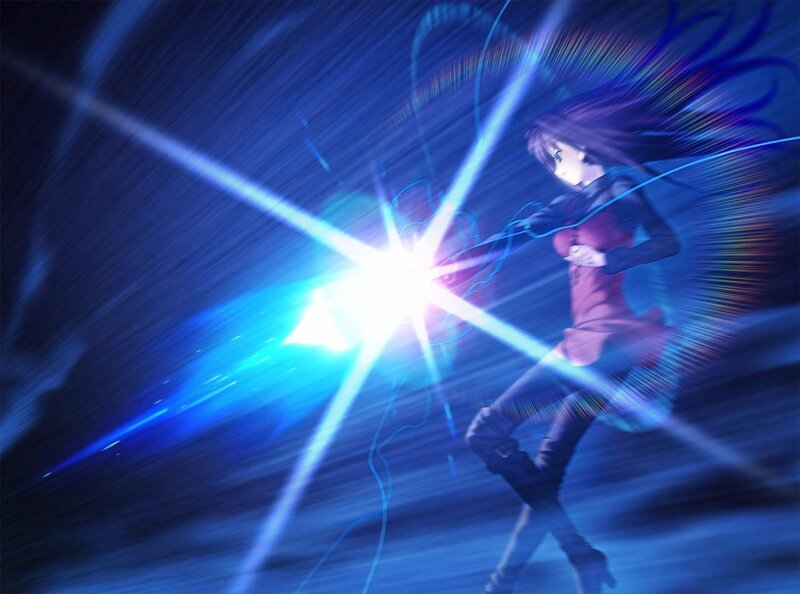 Anime Girl with Energy — Blue, Dramatic, Night