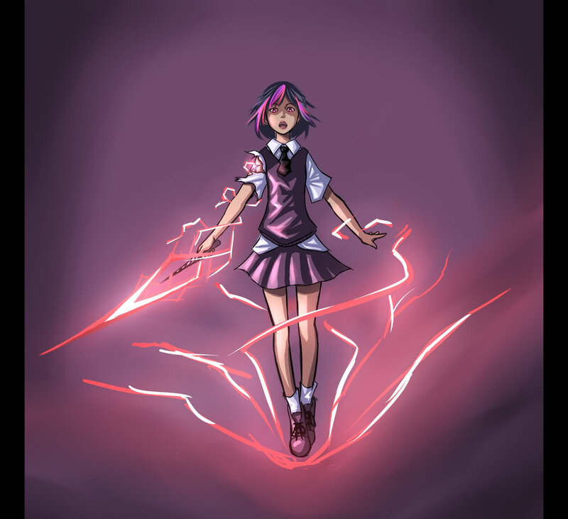 Anime Girl with Energy — Purple