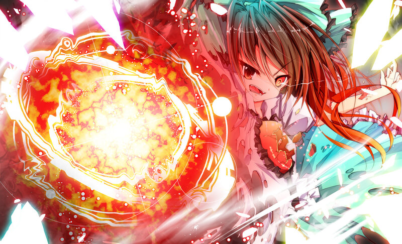 Anime Girl with Energy Sphere — Red