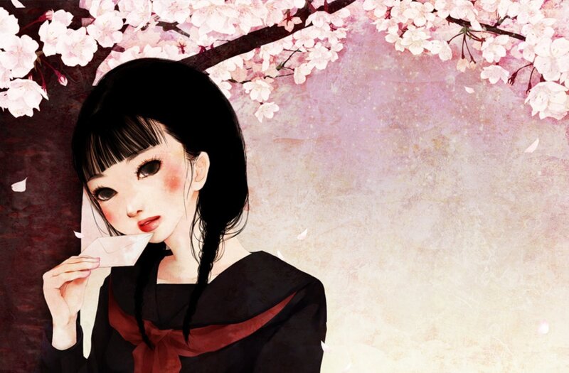 Anime Girl with Envelope