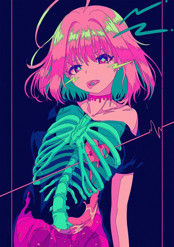 Anime Girl with Exposed Ribs