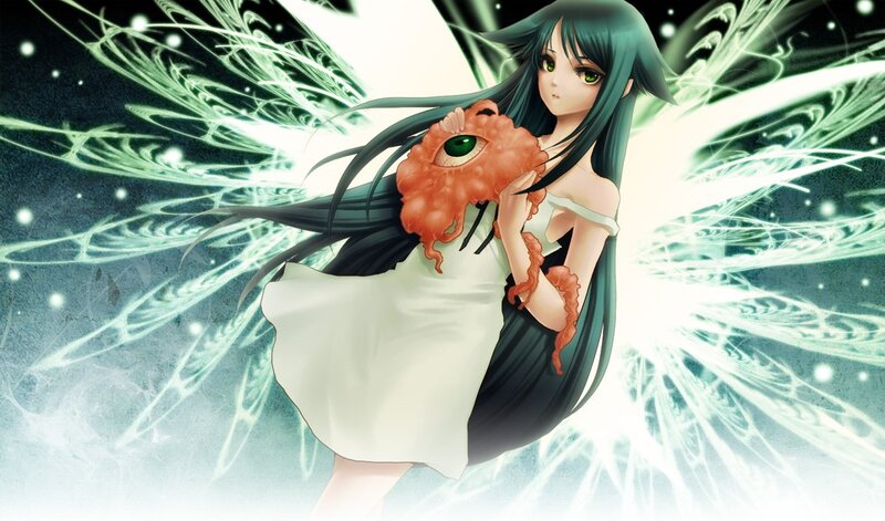 anime girl with eye creature
