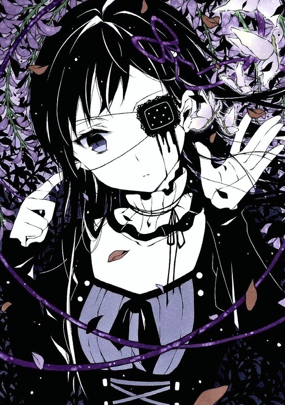 Anime Girl with Eye Patch — Black, Dark