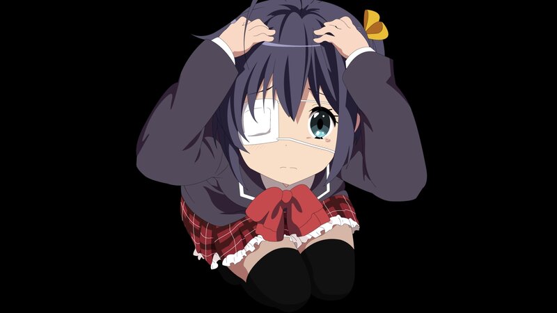 Anime Girl with Eye Patch — Black