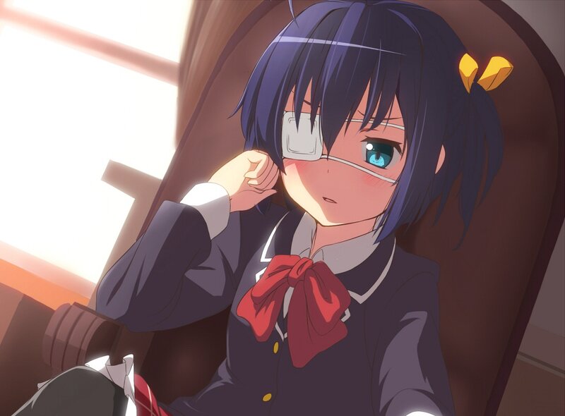 Anime Girl with Eye Patch — Blue