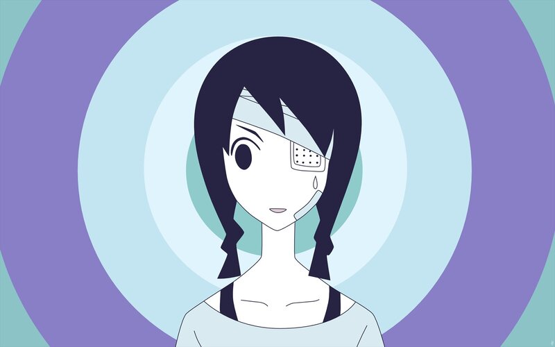 Anime Girl with Eye Patch — Purple, Calm, Eye Patch, Tear