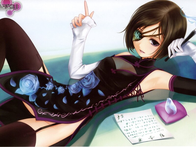 Anime Girl with Eyepatch — Black