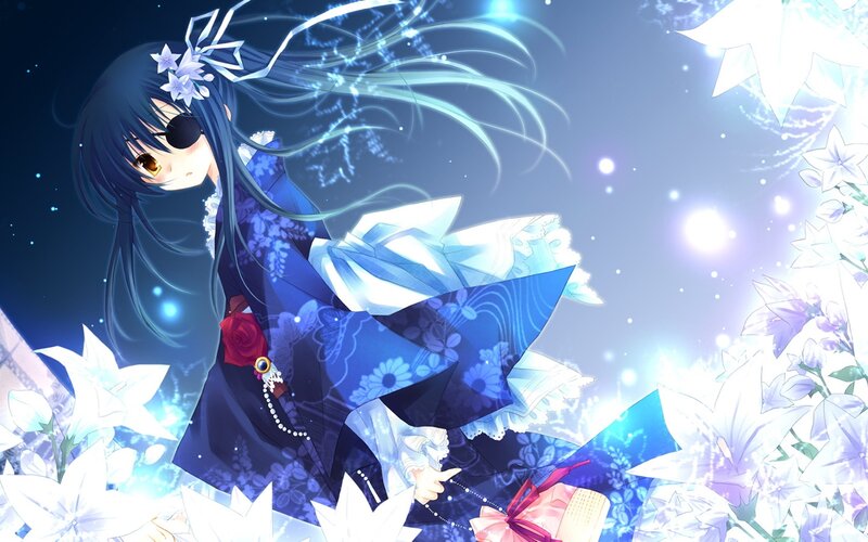 Anime Girl with Eyepatch — Blue, Serene