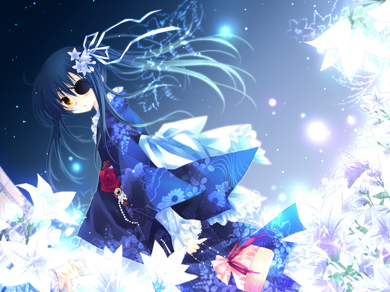 Anime Girl with Eyepatch — Blue