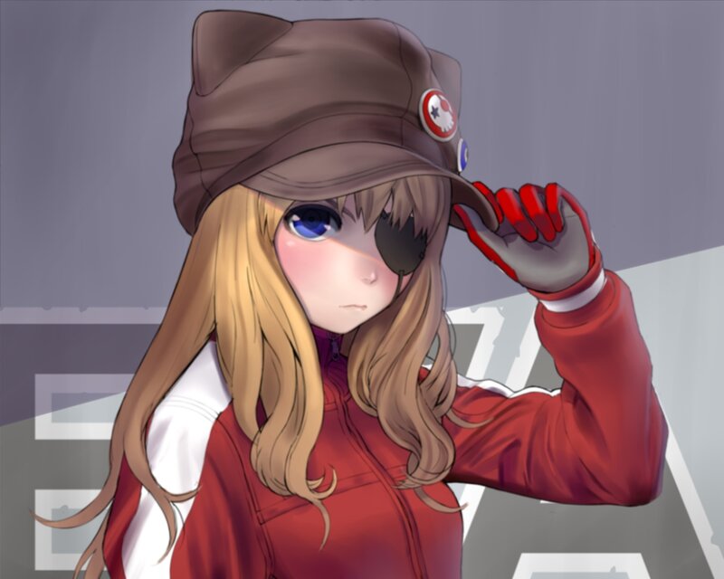 Anime Girl with Eyepatch — Red