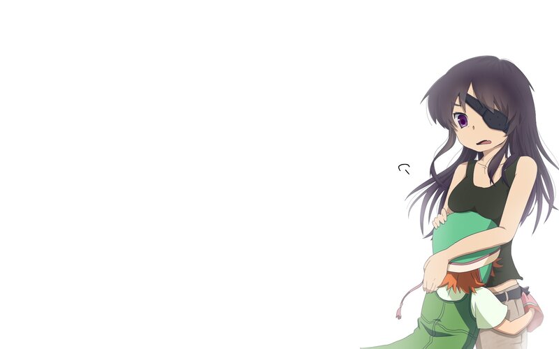 Anime Girl with Eyepatch — White, Neutral