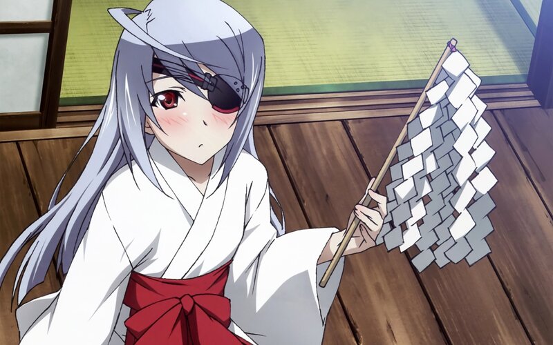 Anime Girl with Eyepatch — White