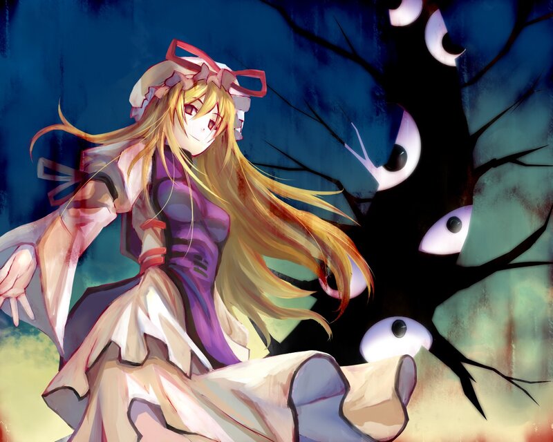 Anime girl with eyes in tree