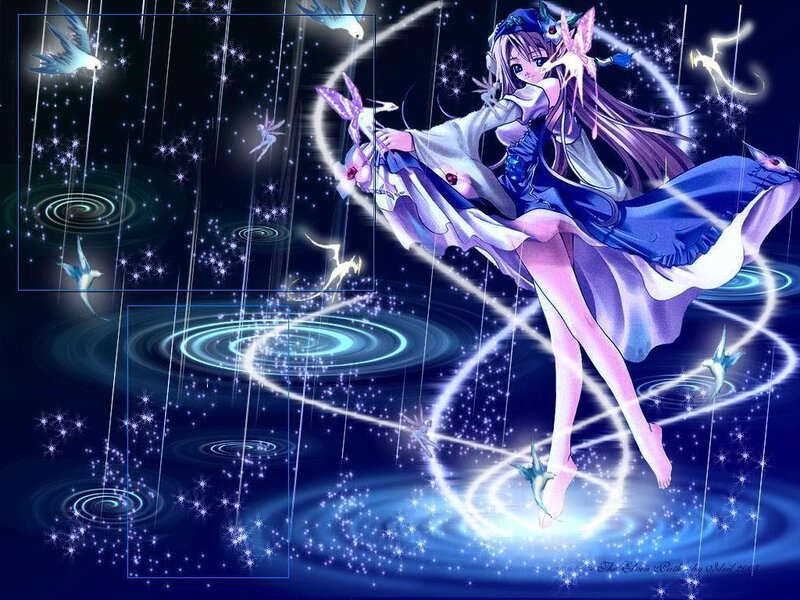 Anime girl with fairies and magic